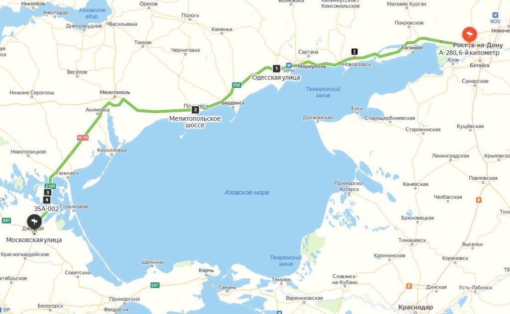 Сухопутный маршрут в Крым 